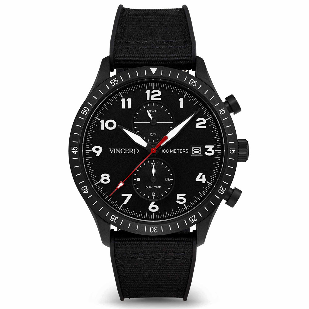 Men's Pilot Watch - Matte Black/Red | Vincero Collective