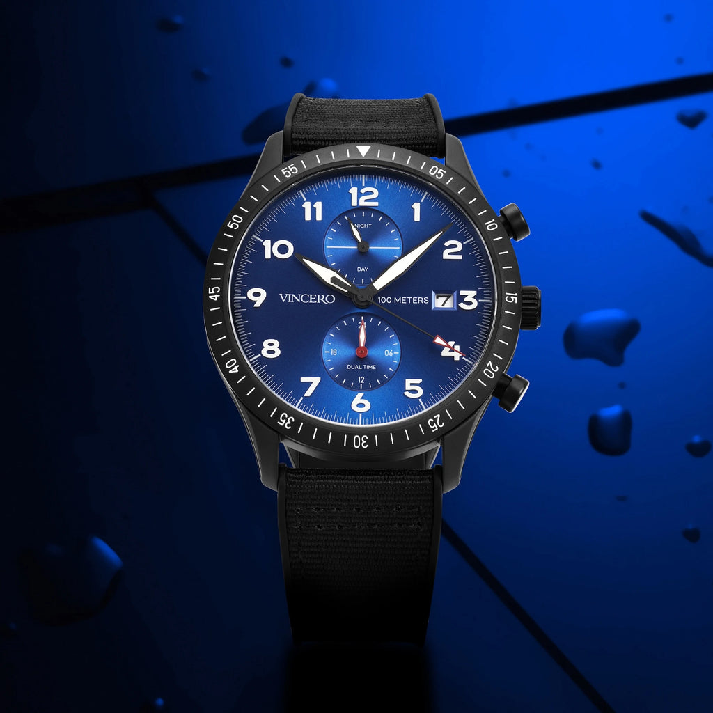 Men's Pilot Watch - Matte Black/Cobalt | Vincero Collective
