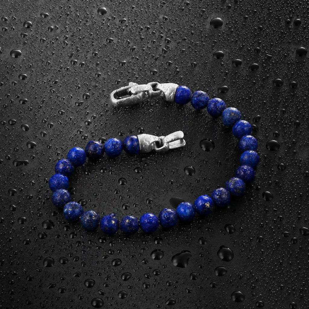 Men's Birthstone Bead Bracelet - September/Lapis Lazuli 6mm