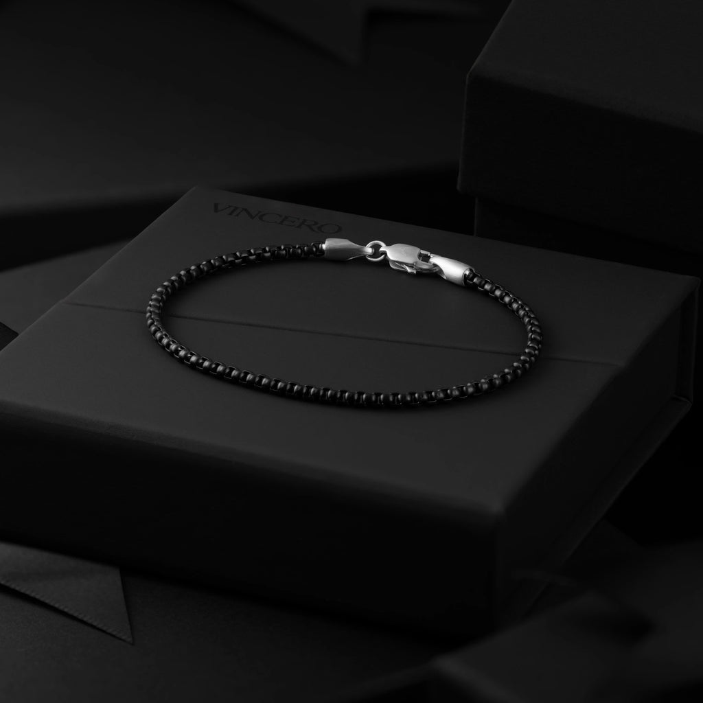 Men's Box Chain Bracelet - Black | Vincero Collective