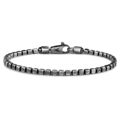 Diamond Oxidised 2024 Sterling Silver & Onyx Beads Bracelet