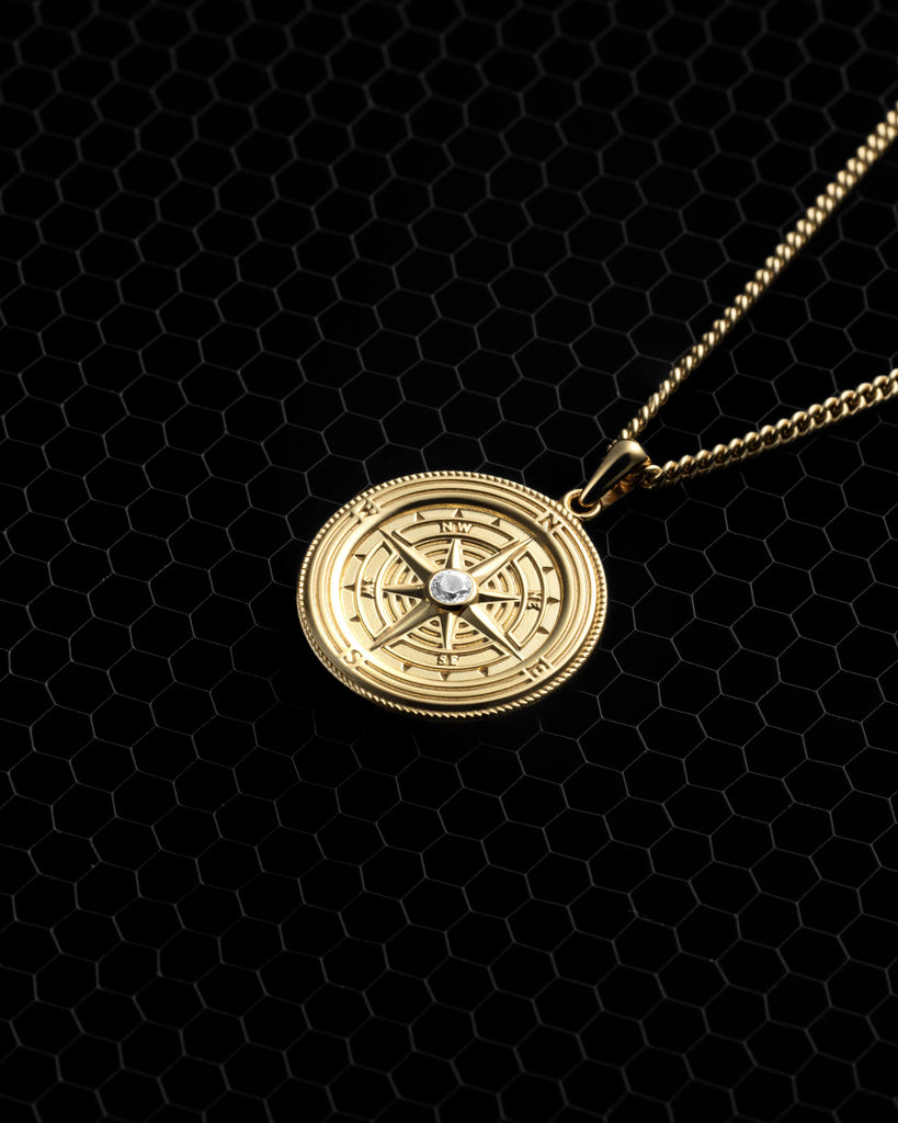 Compass Necklace 14K Gold Vincero Collective - Main Image