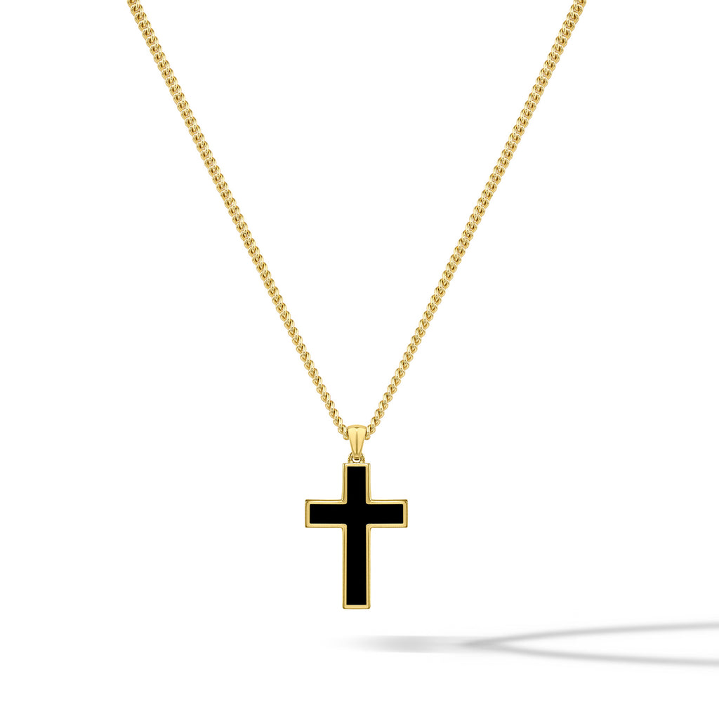 The Cross Pendant 14K Gold Onyx Vincero Vincero Collective