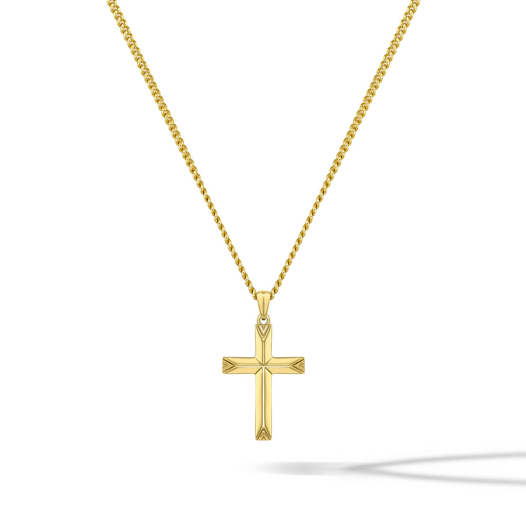 2024 14K White Gold Finish Stainless Steel Cross - Free 20