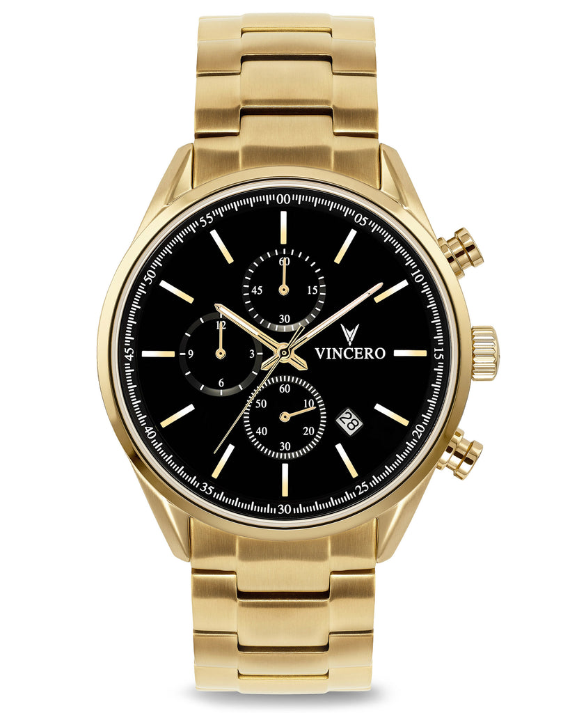 Men's 40MM Chronograph - Black/Gold Steel, Vincero Watches