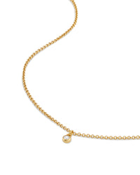 Women's Luxury Gold Cable Chain Choker Type Necklace with Sapphire Stone Pendant and Parrot Clasp