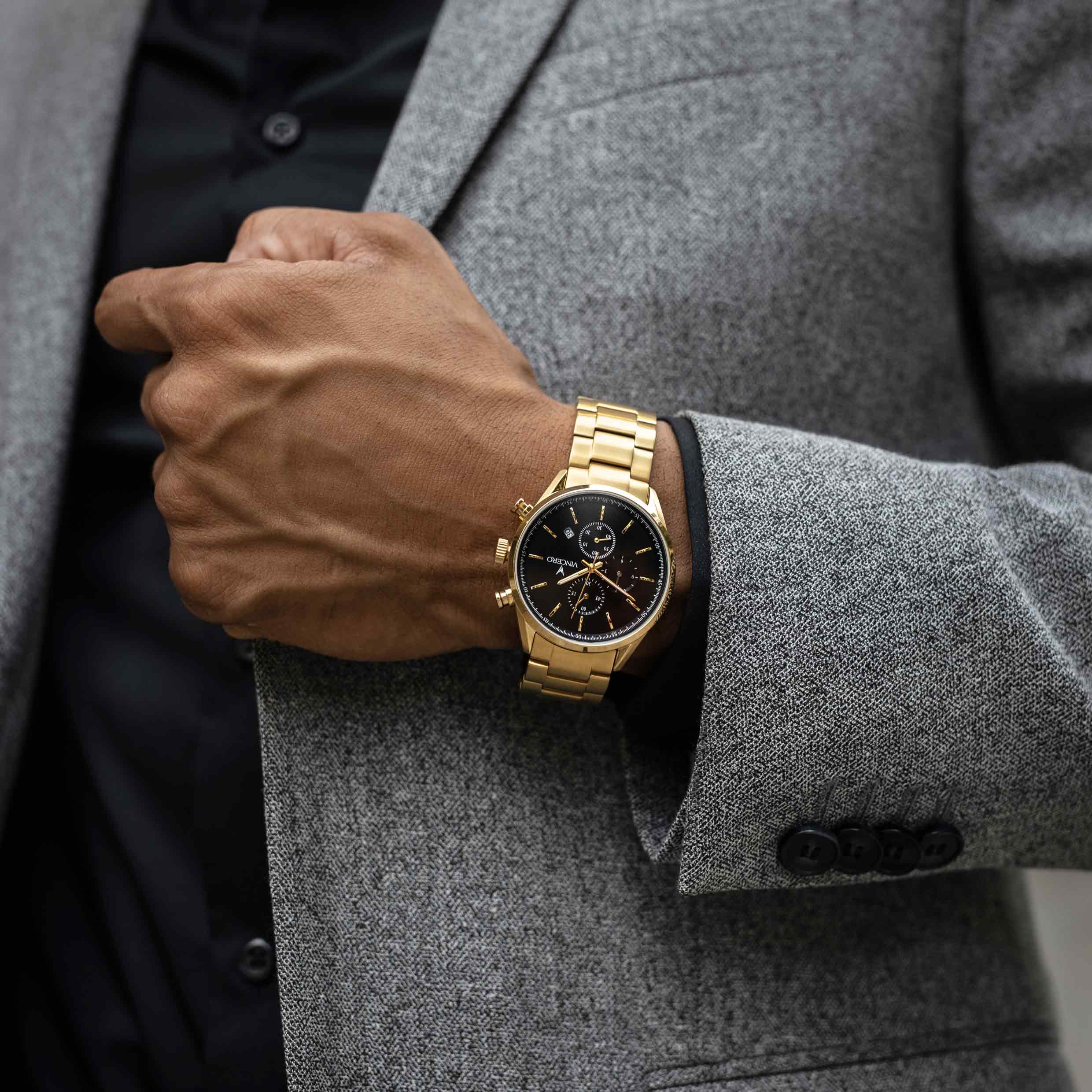 Chrono gold black leather hotsell