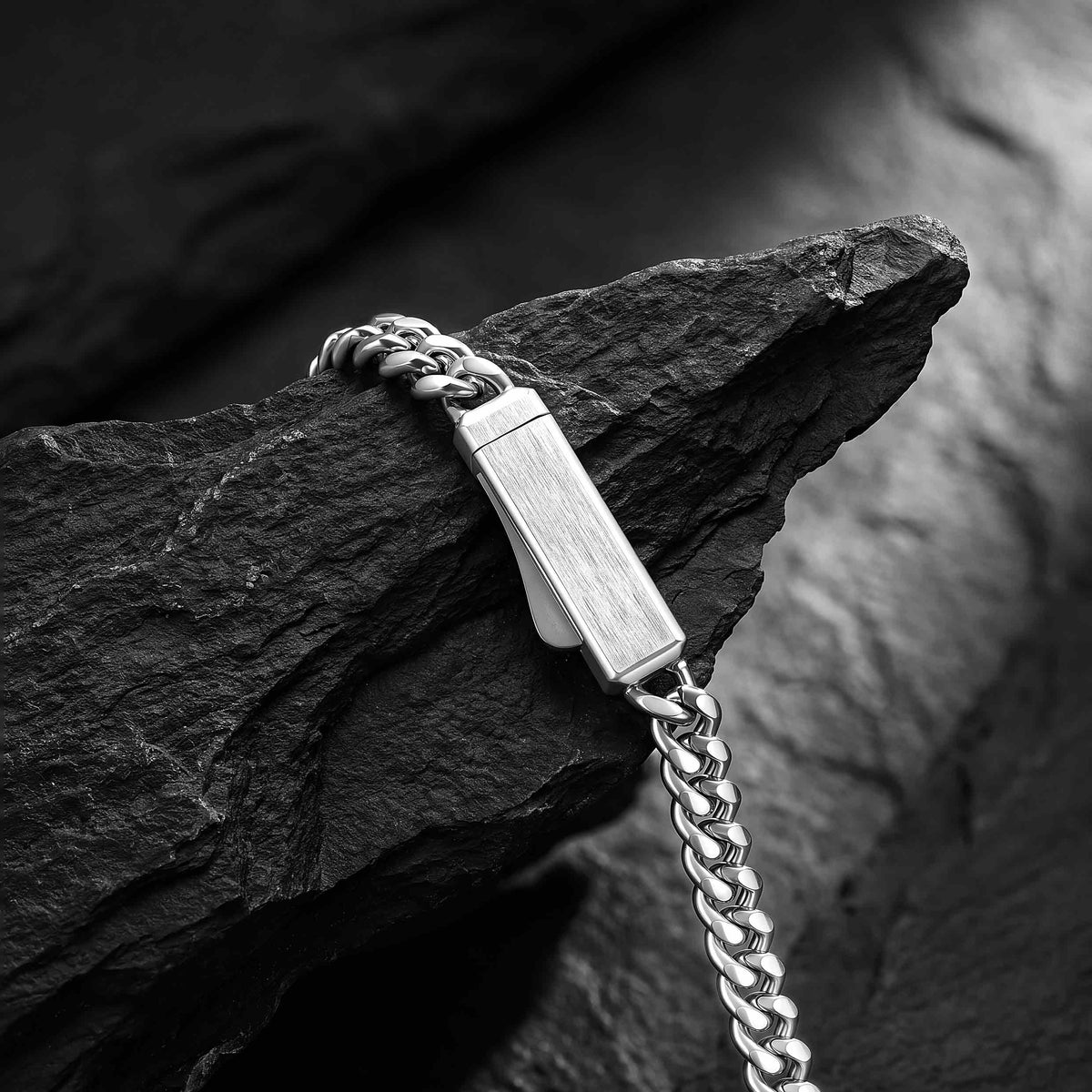 Mens silver cuban chain bracelet