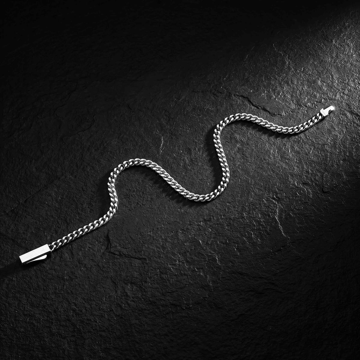 Mens silver cuban chain bracelet