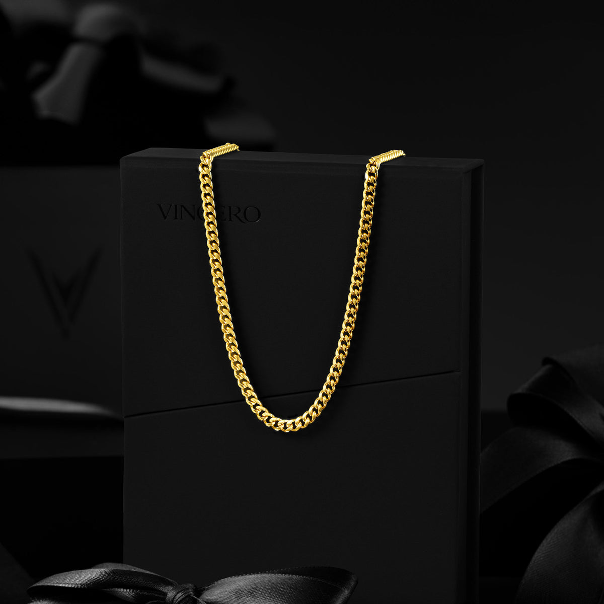 Mens gold cuban chain necklace