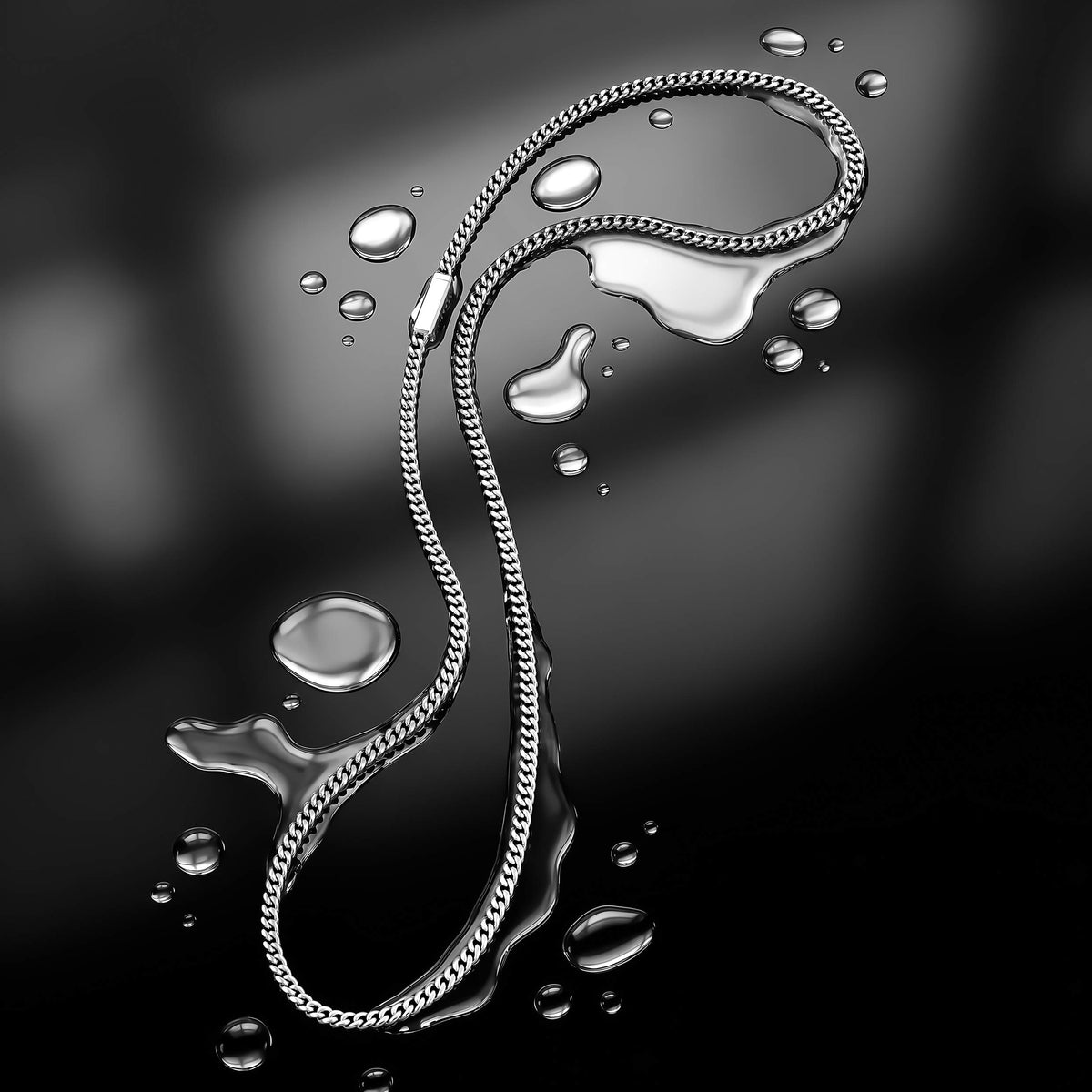 Silver mens cuban chain necklace