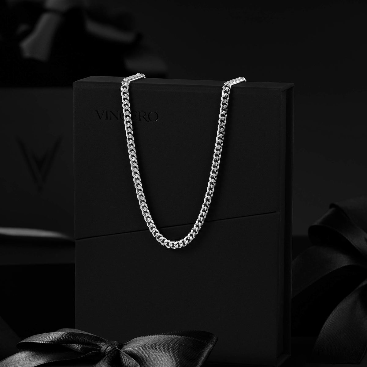 mens silver cuban chain necklace