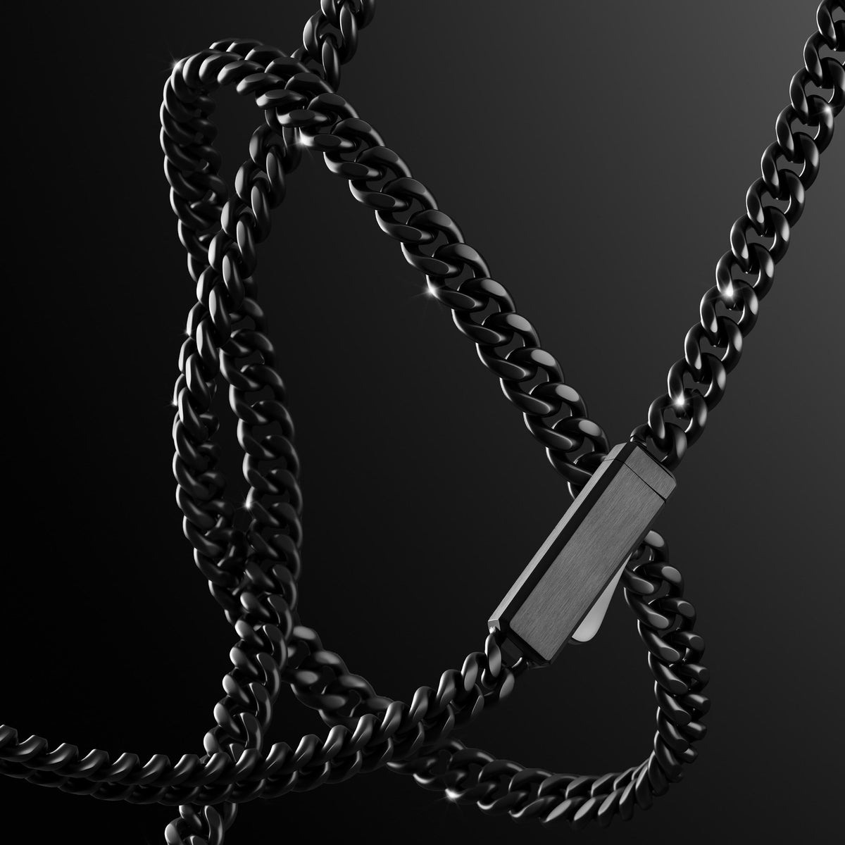 Black cuban 3mm chain for men