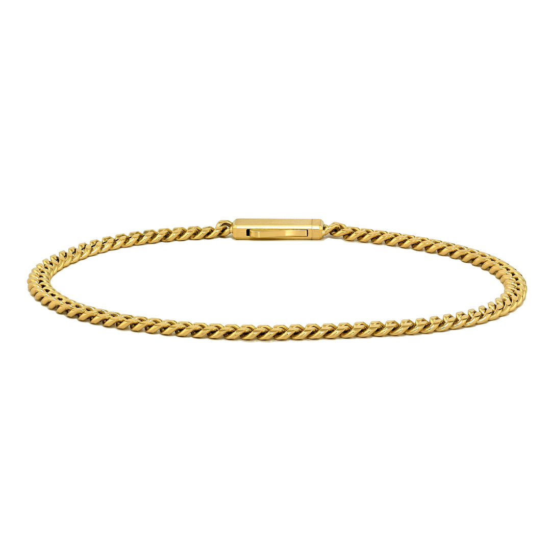 Cuban Chain Bracelet, 3mm - 14K Gold