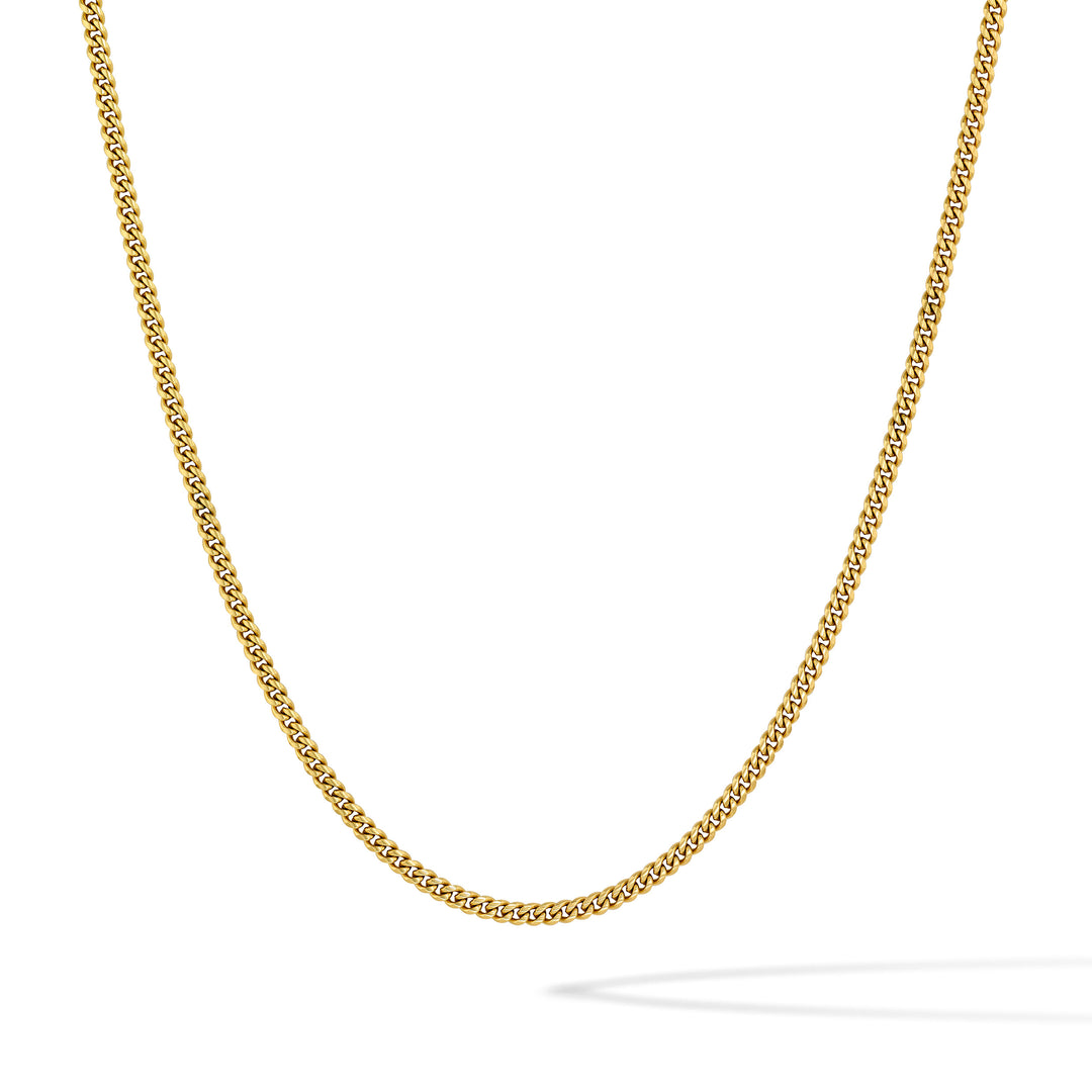 Cuban Chain Necklace, 3mm - 14K Gold