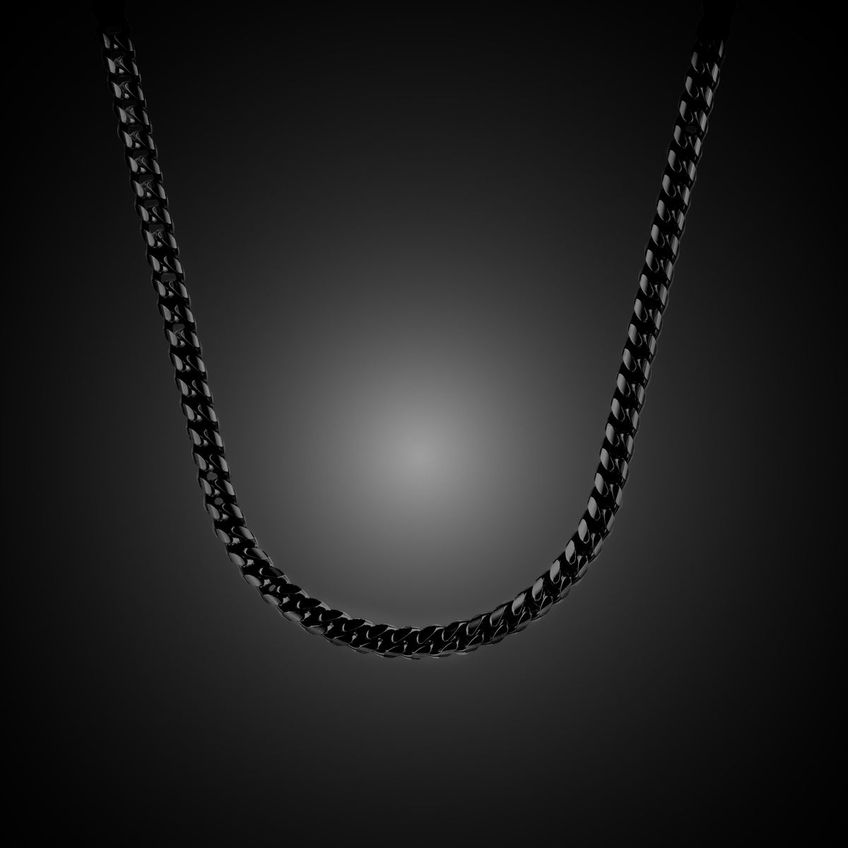 Black chain necklace on a dark background