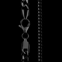 Close-up of a black chain with a clasp on a black background