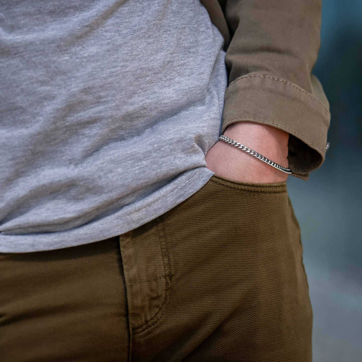 Cuban Chain Bracelet, 5MM - Silver