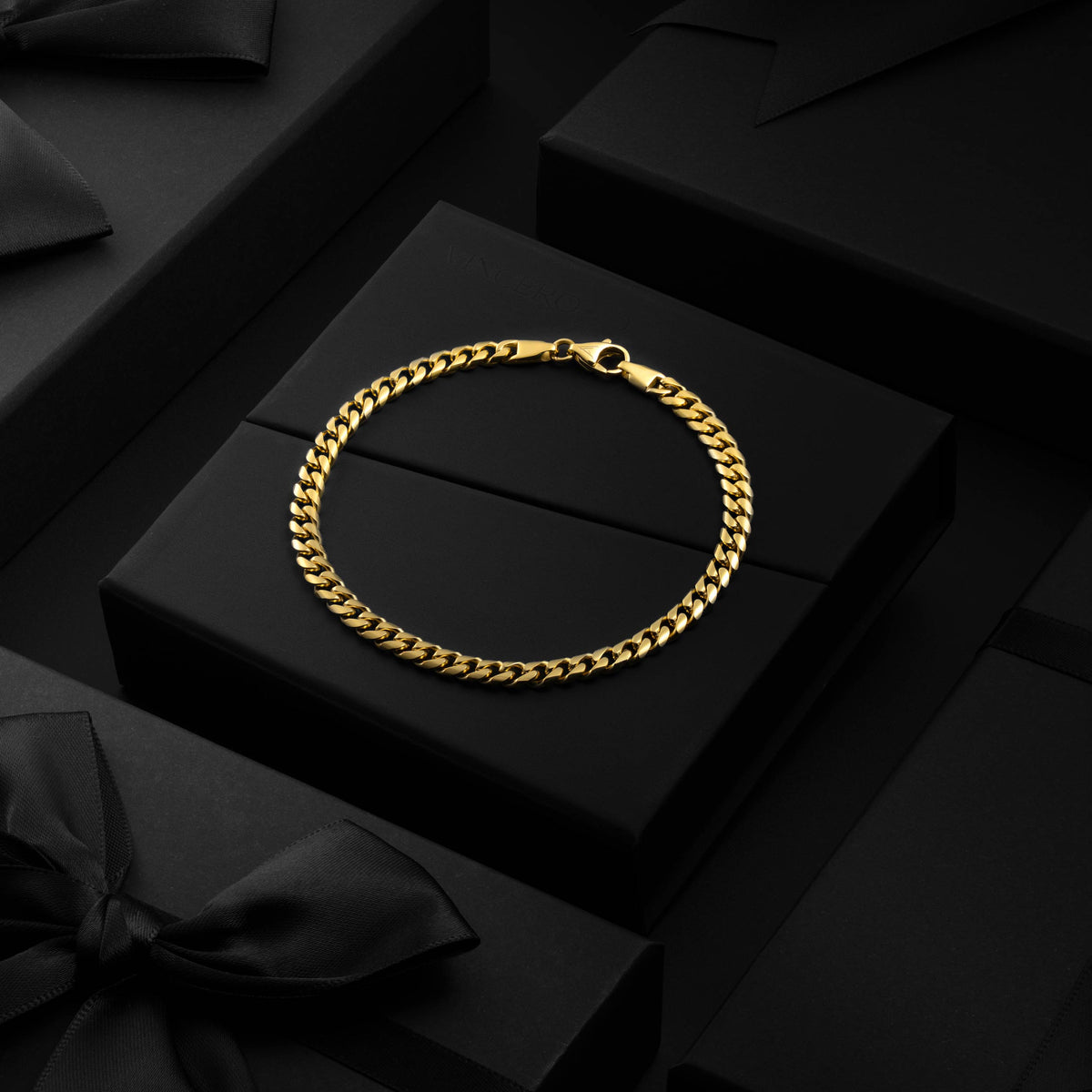 Cuban Chain Bracelet, 5MM - 14K Gold