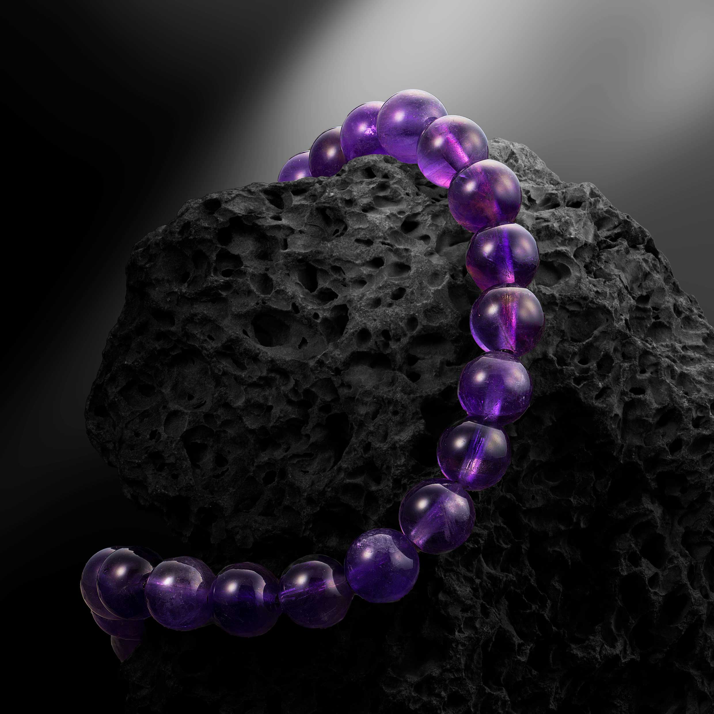 Men's Birthstone Bead Bracelet - February / Amethyst 6mm | Vincero