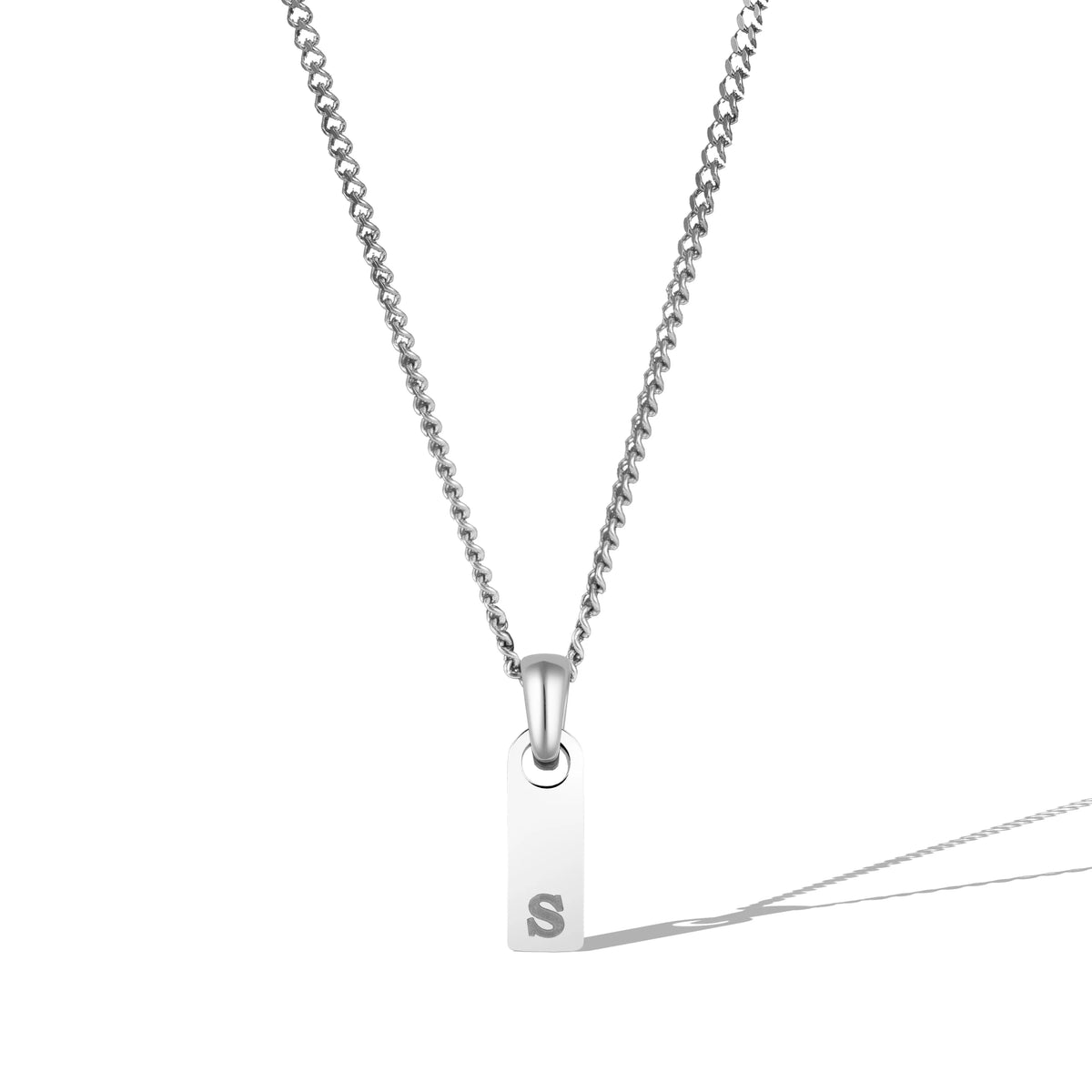 Initial Tag Necklace - Silver