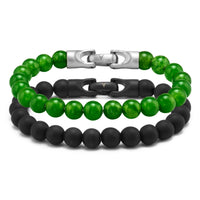Spiritual Bead Set 8mm - Green & Black Onyx