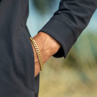 Cuban Chain Bracelet, 8MM - 14K Gold