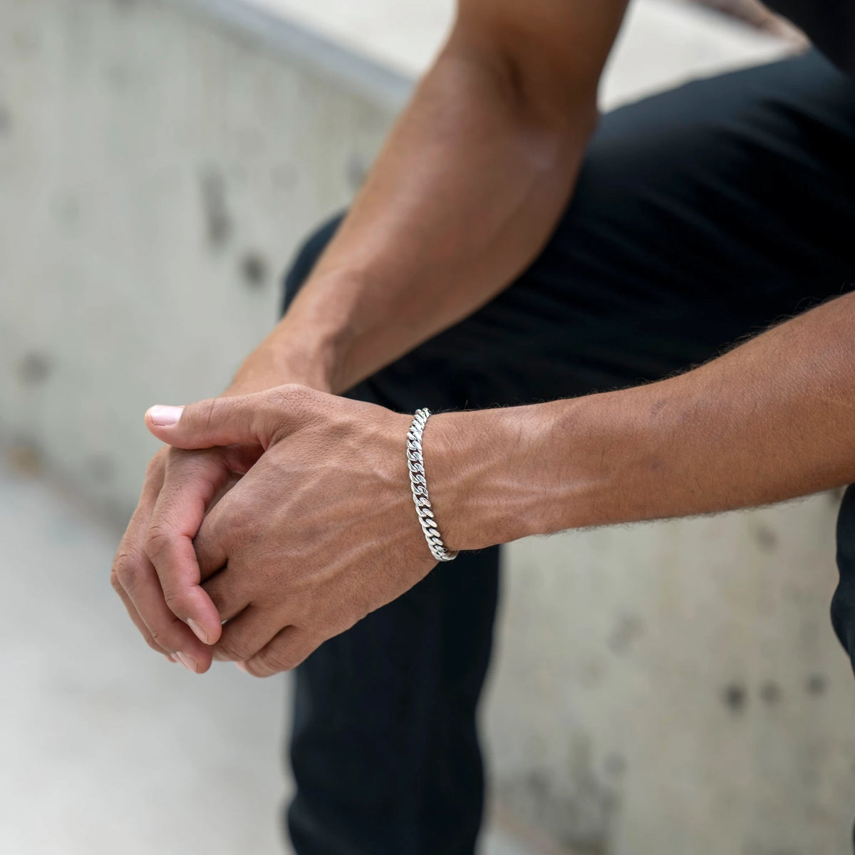 Cuban Chain Bracelet, 8MM - Silver