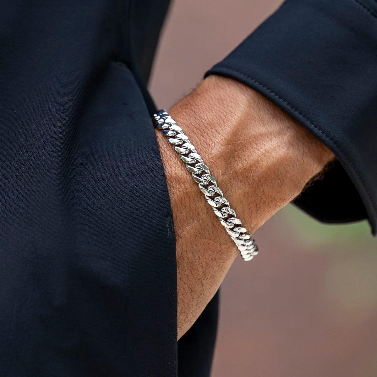 Cuban Chain Bracelet, 8MM - Silver