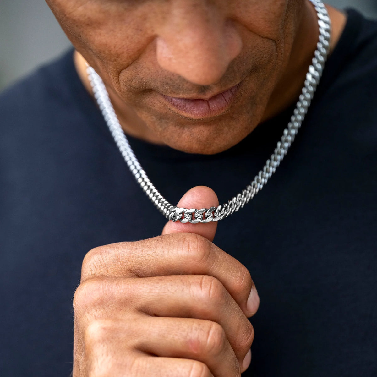 Cuban Chain Necklace, 8MM - Silver