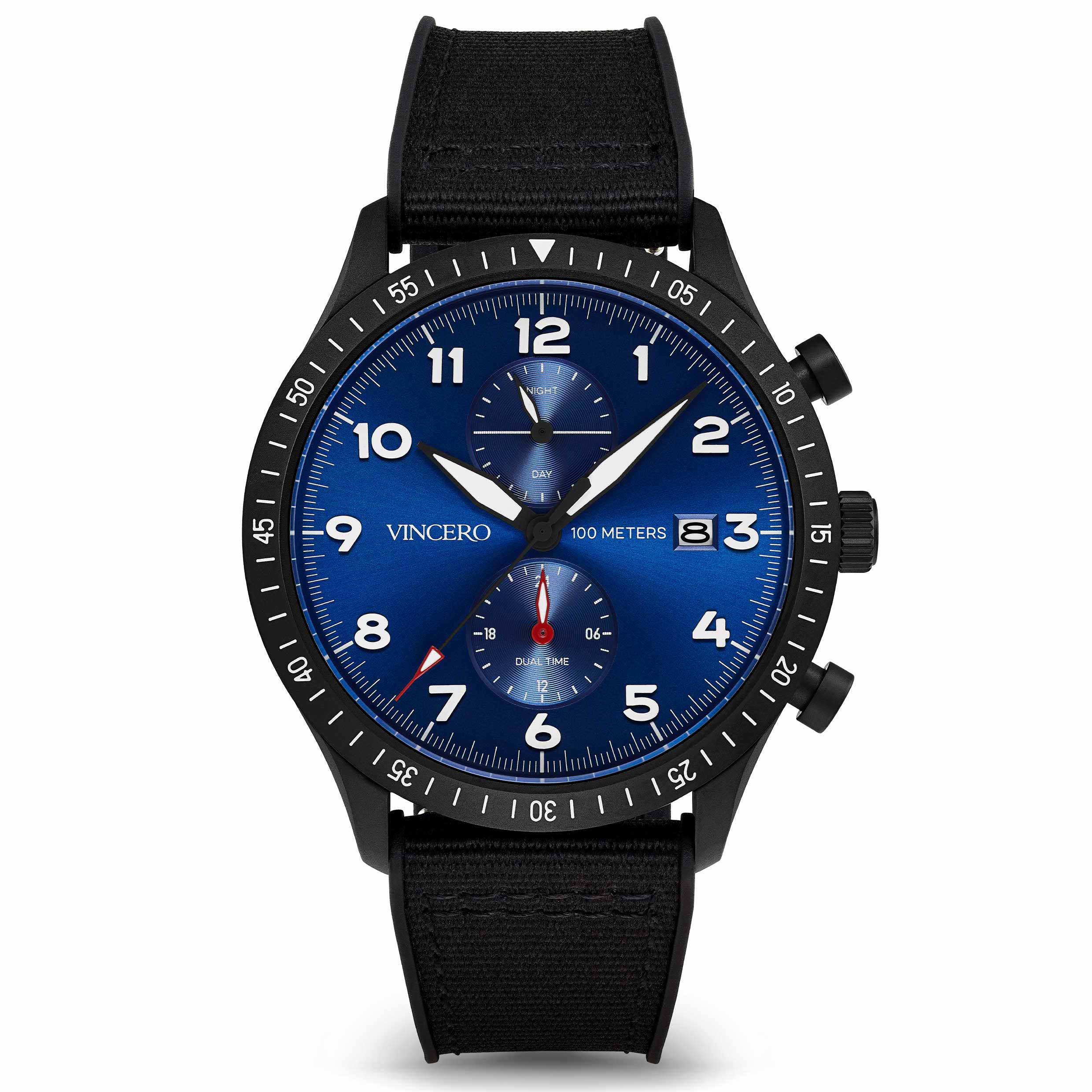 Men's Pilot Watch - Matte Black/Cobalt | Vincero Collective