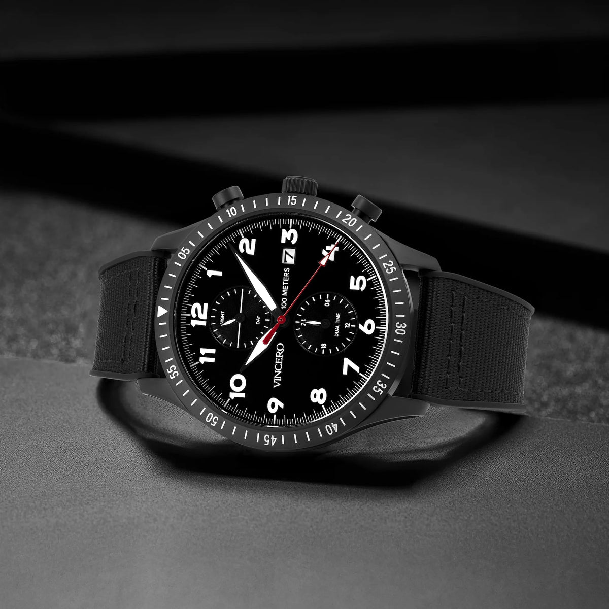 Men's Pilot Watch - Matte Black/Red | Vincero Collective Men's Pilot Watch - Matte Black/Red | Vincero Collective
