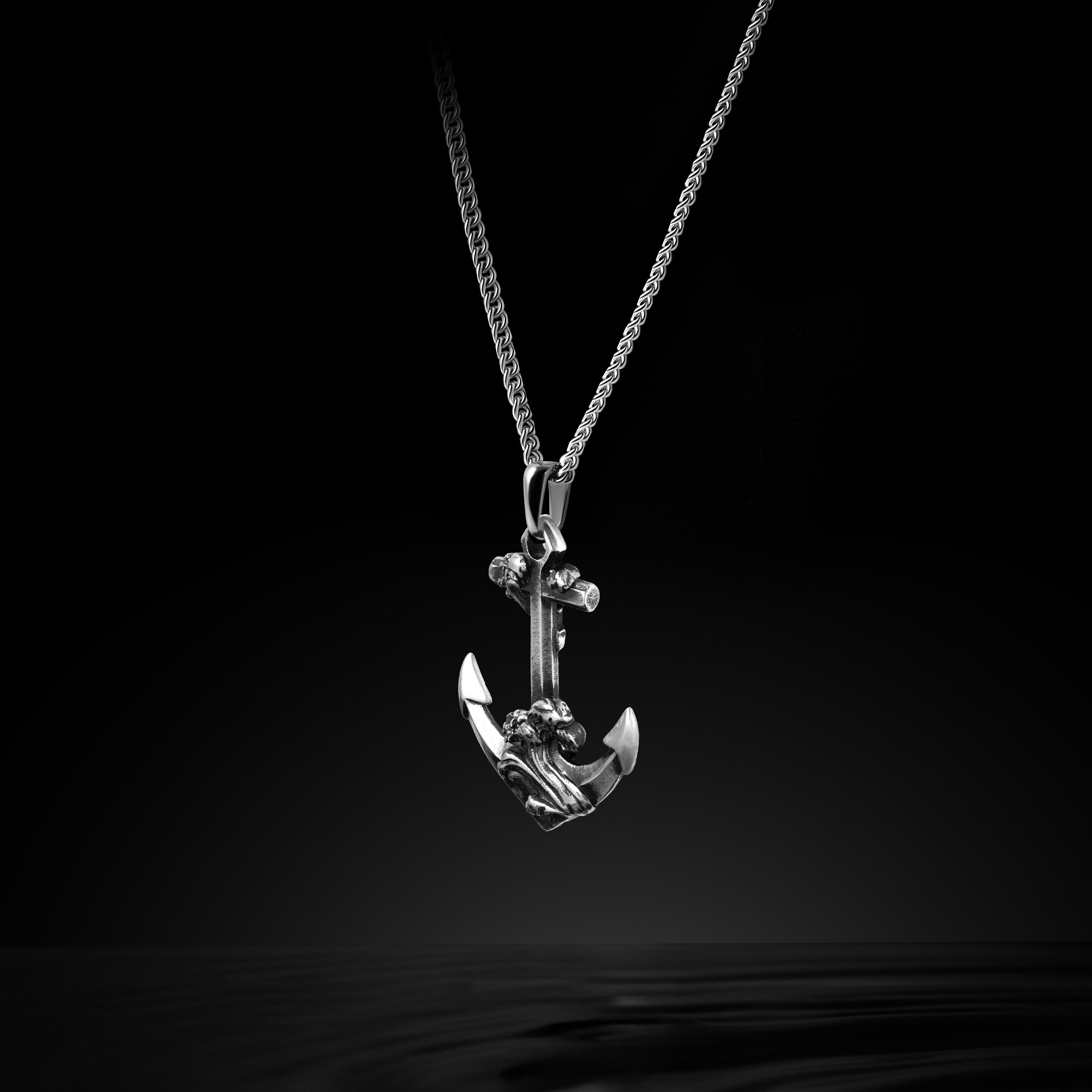 Men's Waves Anchor Pendant - Sterling Silver | Vincero | Vincero
