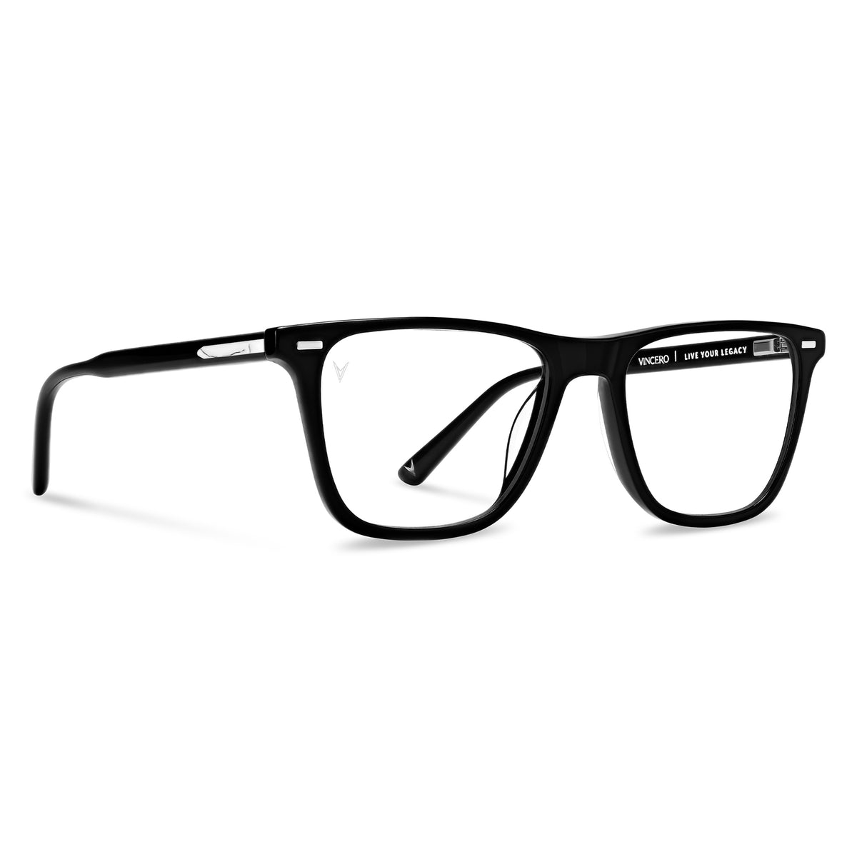Black eyeglasses on a white background