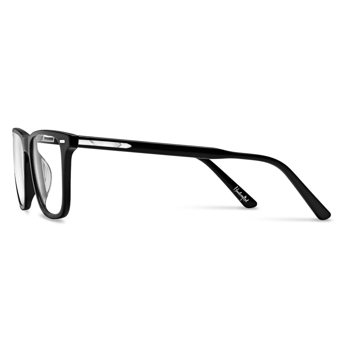 Black eyeglasses on a white background