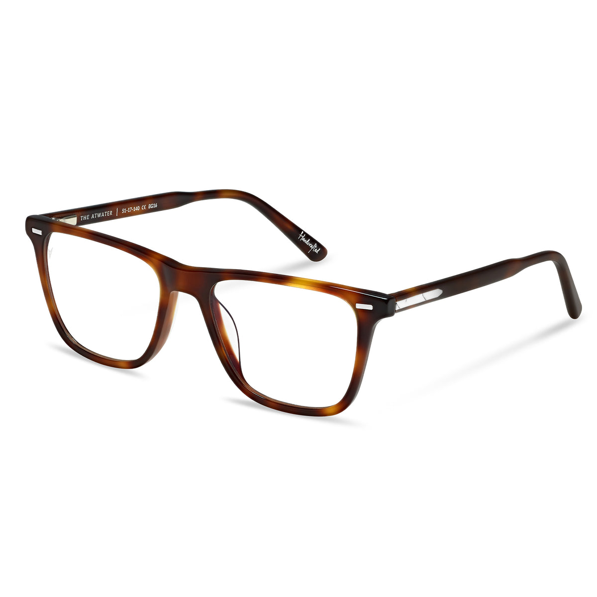 Havana tortoiseshell eyeglasses on a white background