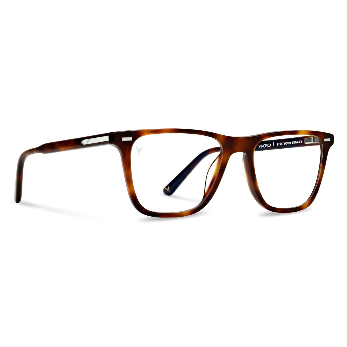 Tortoiseshell eyeglasses on a white background