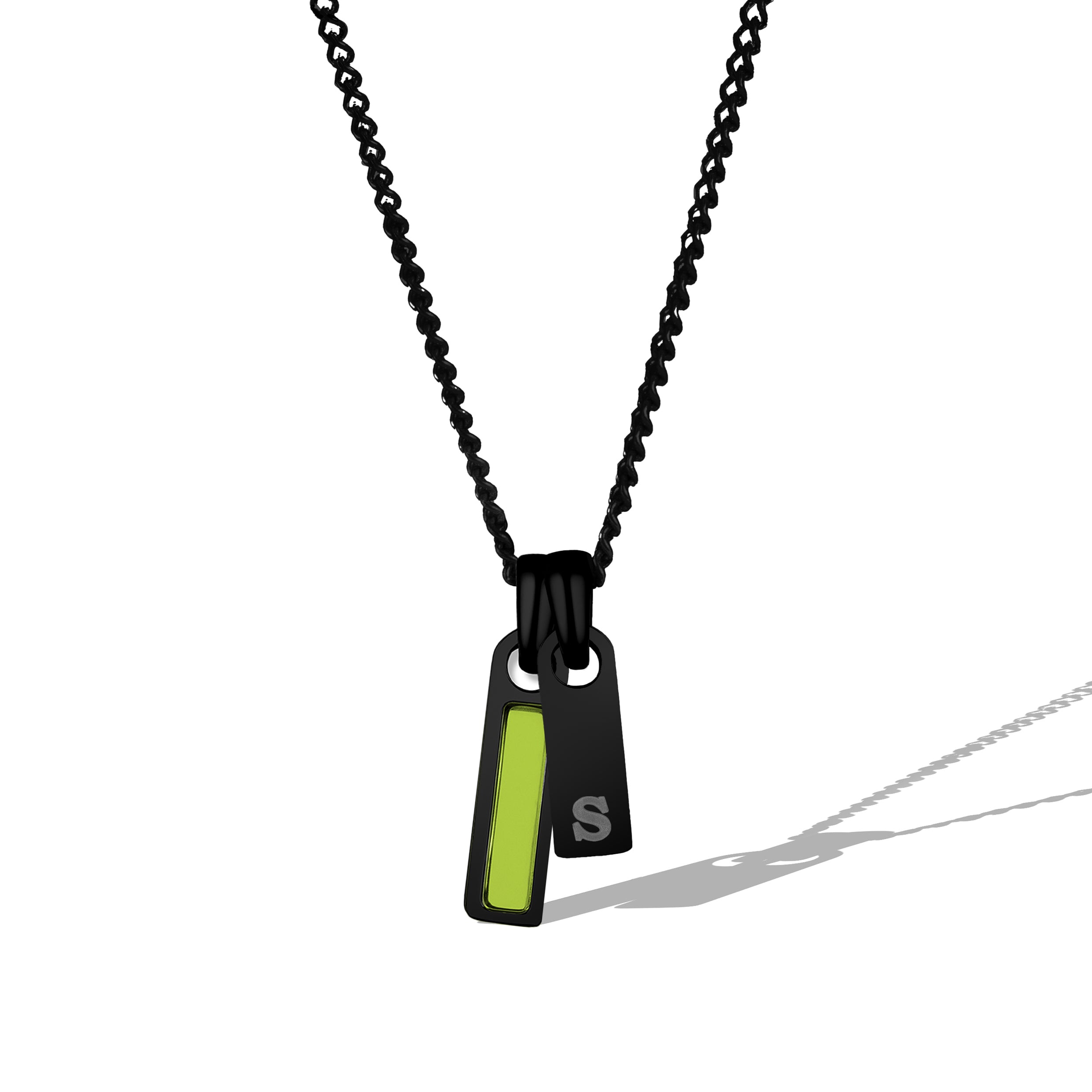 Men's Birthstone & Initial Tag Necklace - Black | Vincero Collective