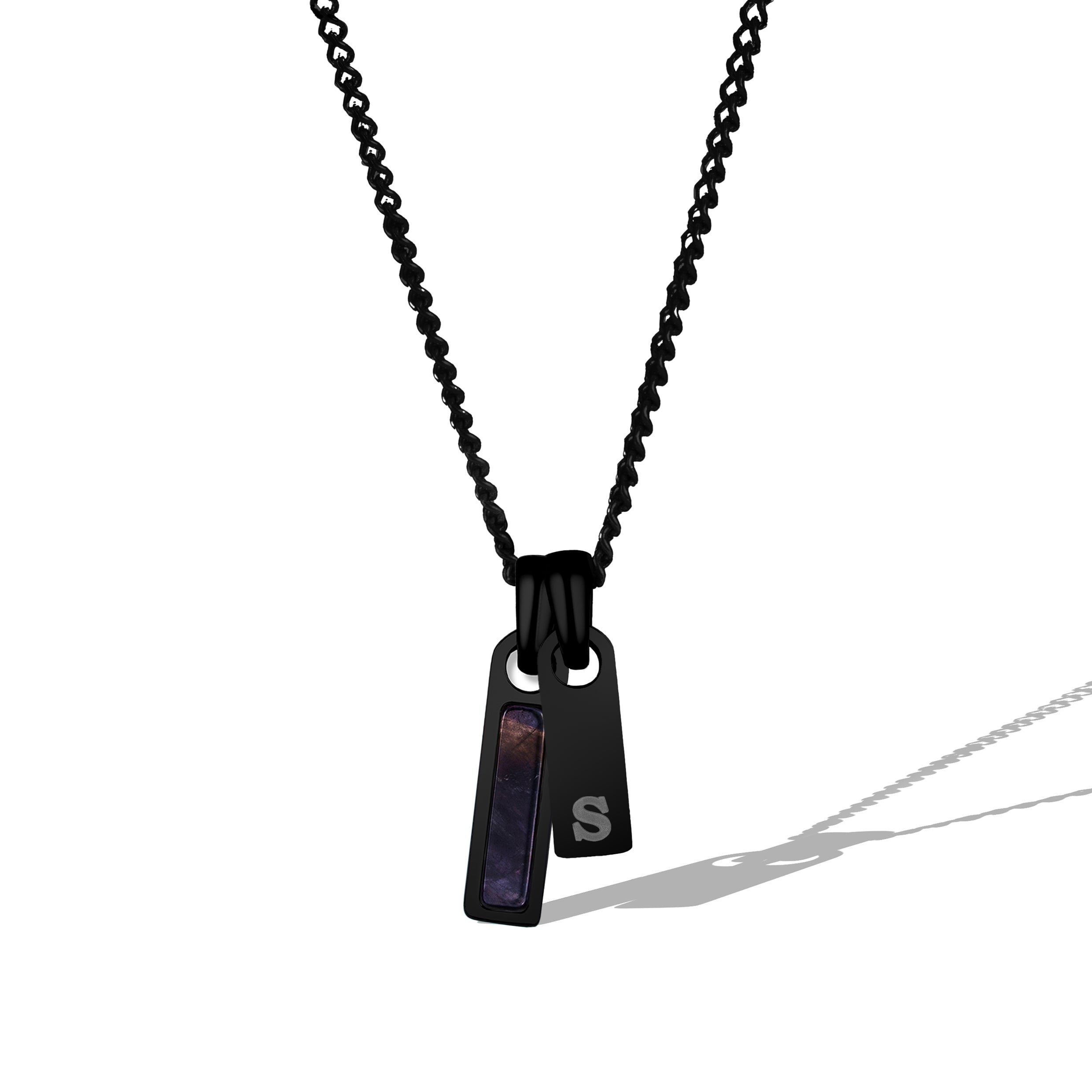 Men's Birthstone & Initial Tag Necklace - Black | Vincero Collective