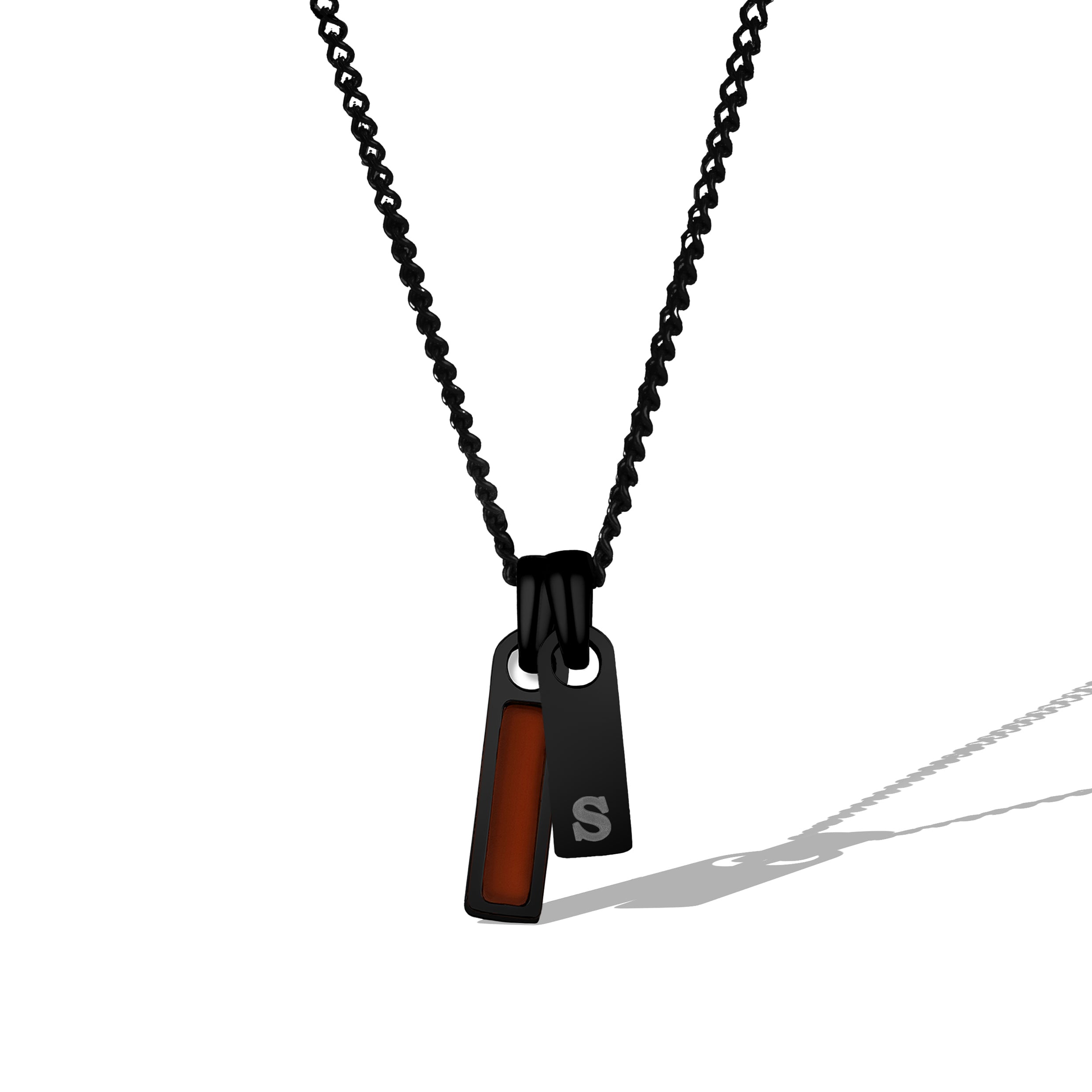 Men's Birthstone & Initial Tag Necklace - Black | Vincero Collective
