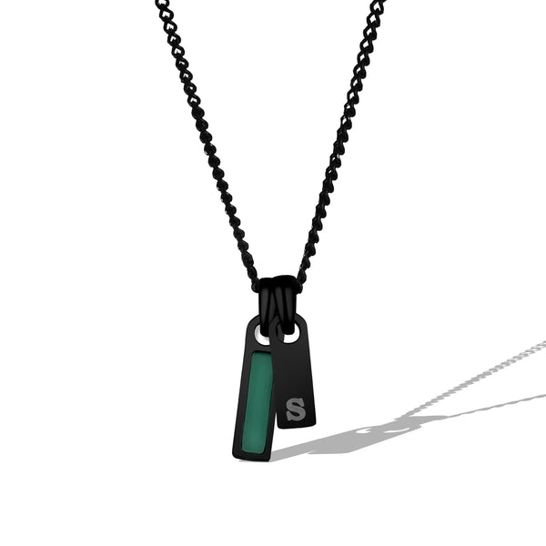 Birthstone & Initial Tag Necklace - Stealth