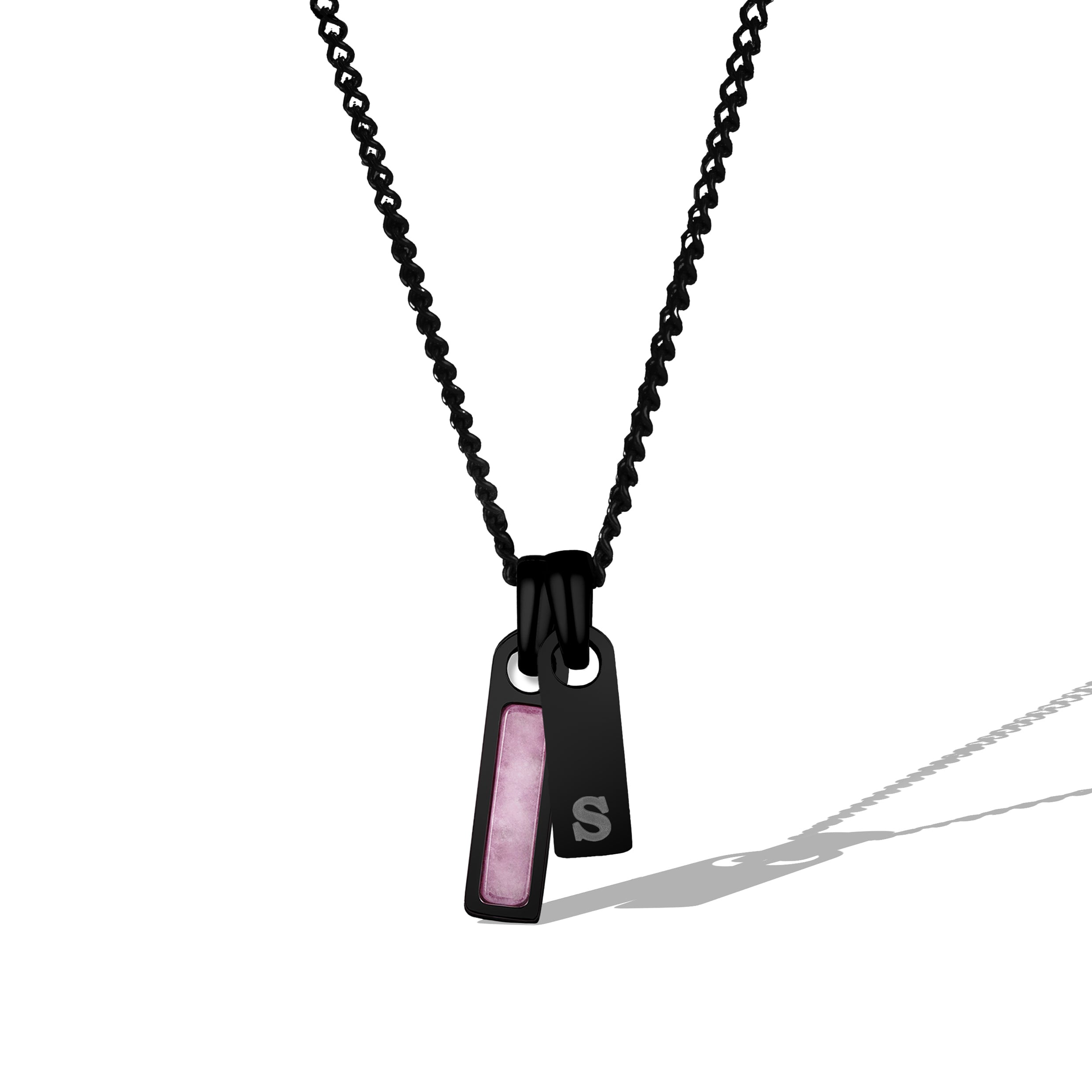 Men's Birthstone & Initial Tag Necklace - Black | Vincero Collective