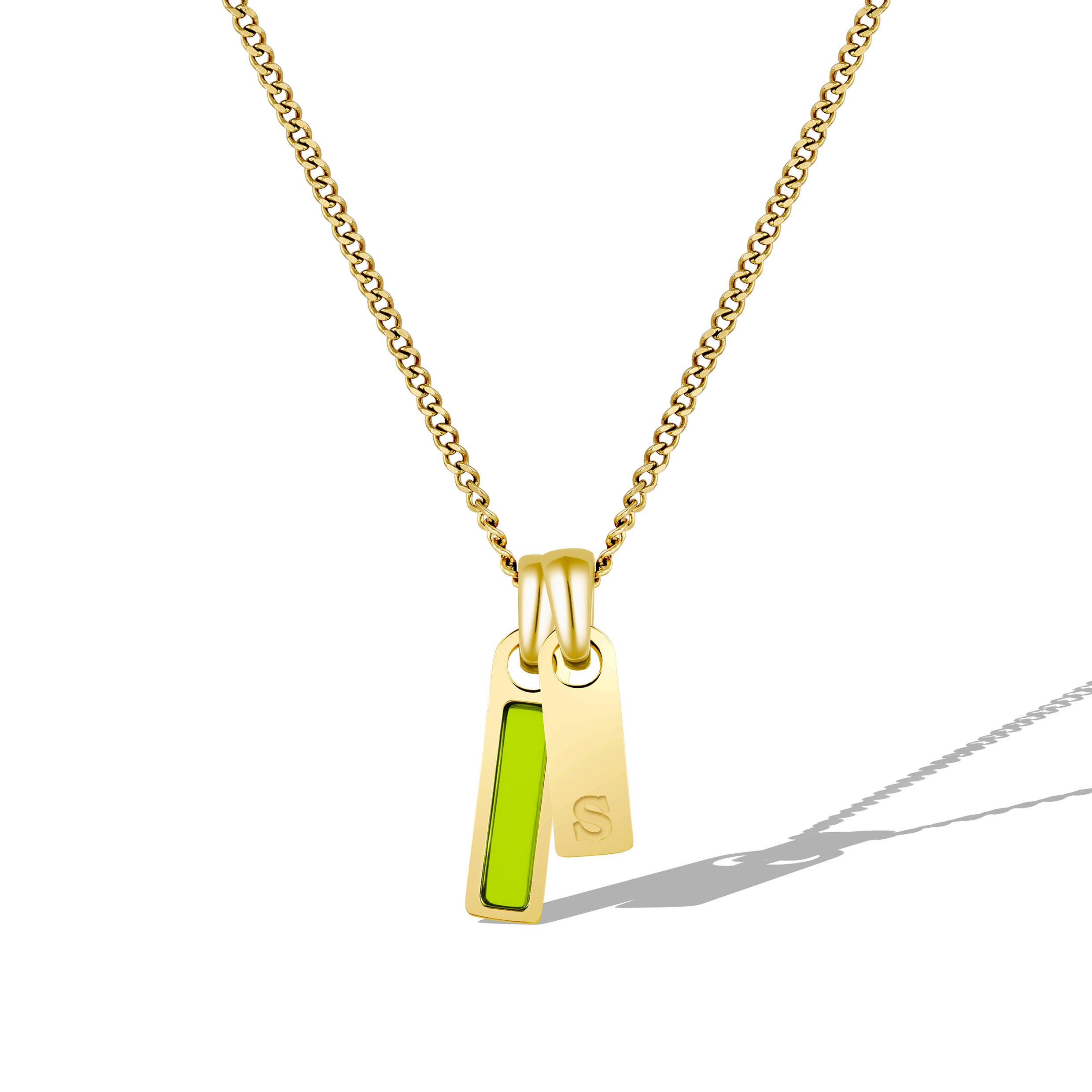 Men's Birthstone & Initial Tag Necklace - 14K Gold | Vincero