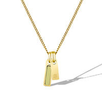 Gold necklace with a pendant on a white background