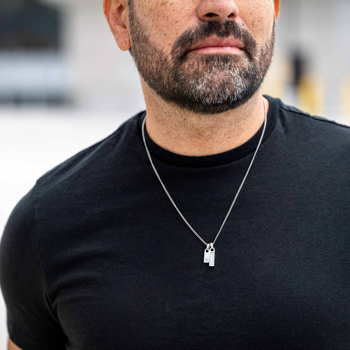 Mens Birthstone Pendant on neck