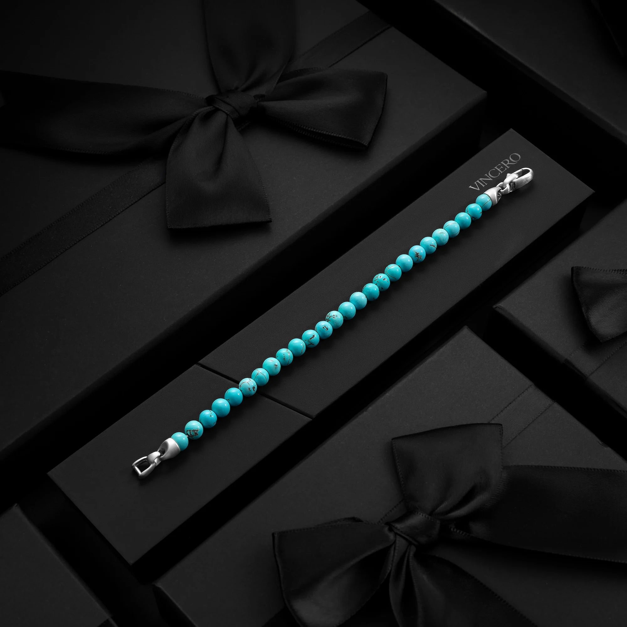 Men's Birthstone Bead Bracelet - December / Turquoise 6mm