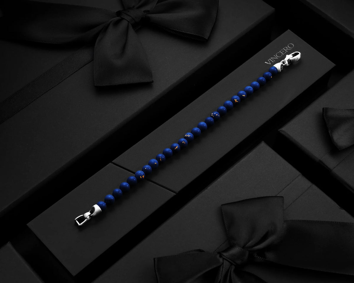 Men's Birthstone Bead Bracelet - September/Lapis Lazuli 6mm Men's Birthstone Bead Bracelet - September/Lapis Lazuli 6mm