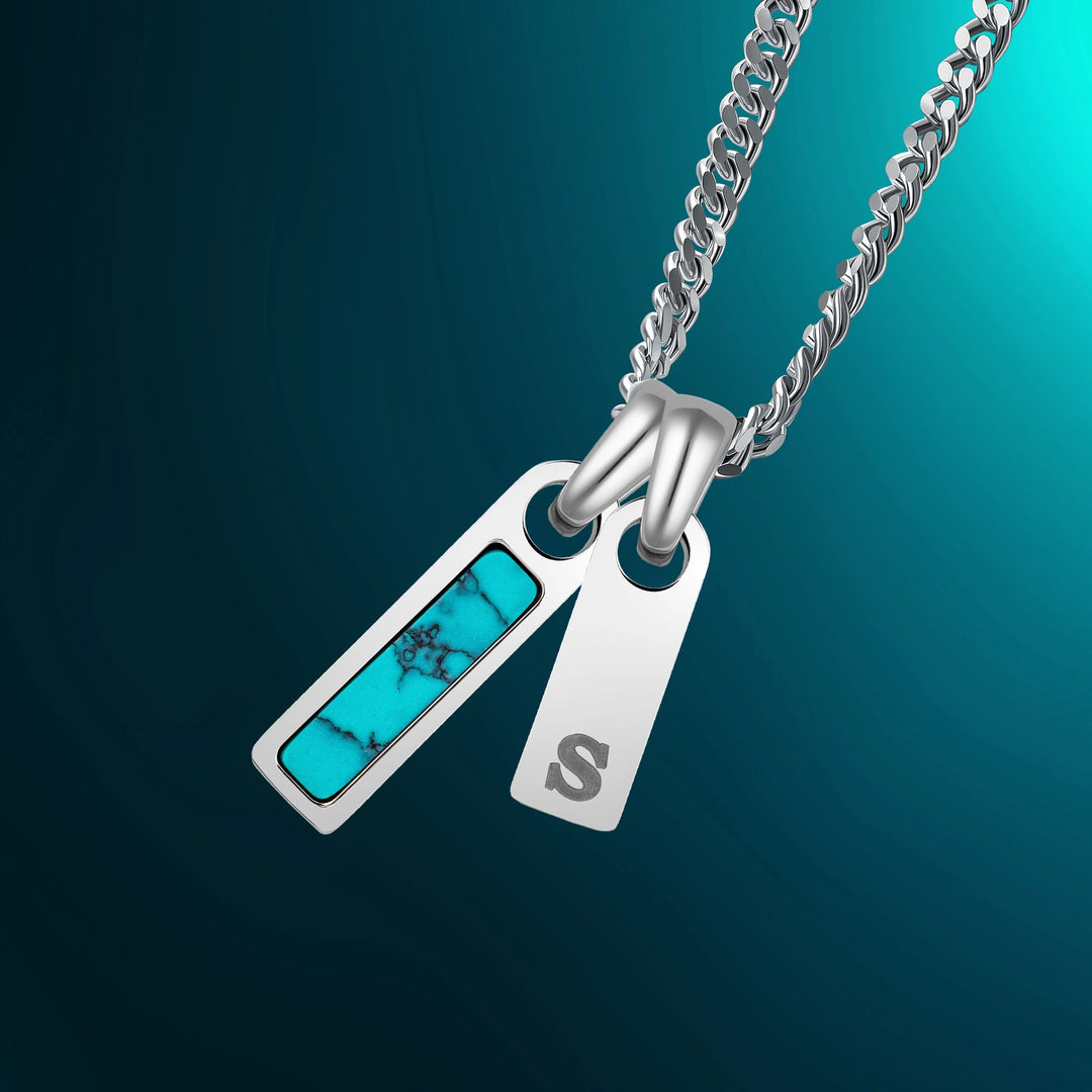 Birthstone & Initial Tag Necklace - Silverhover image