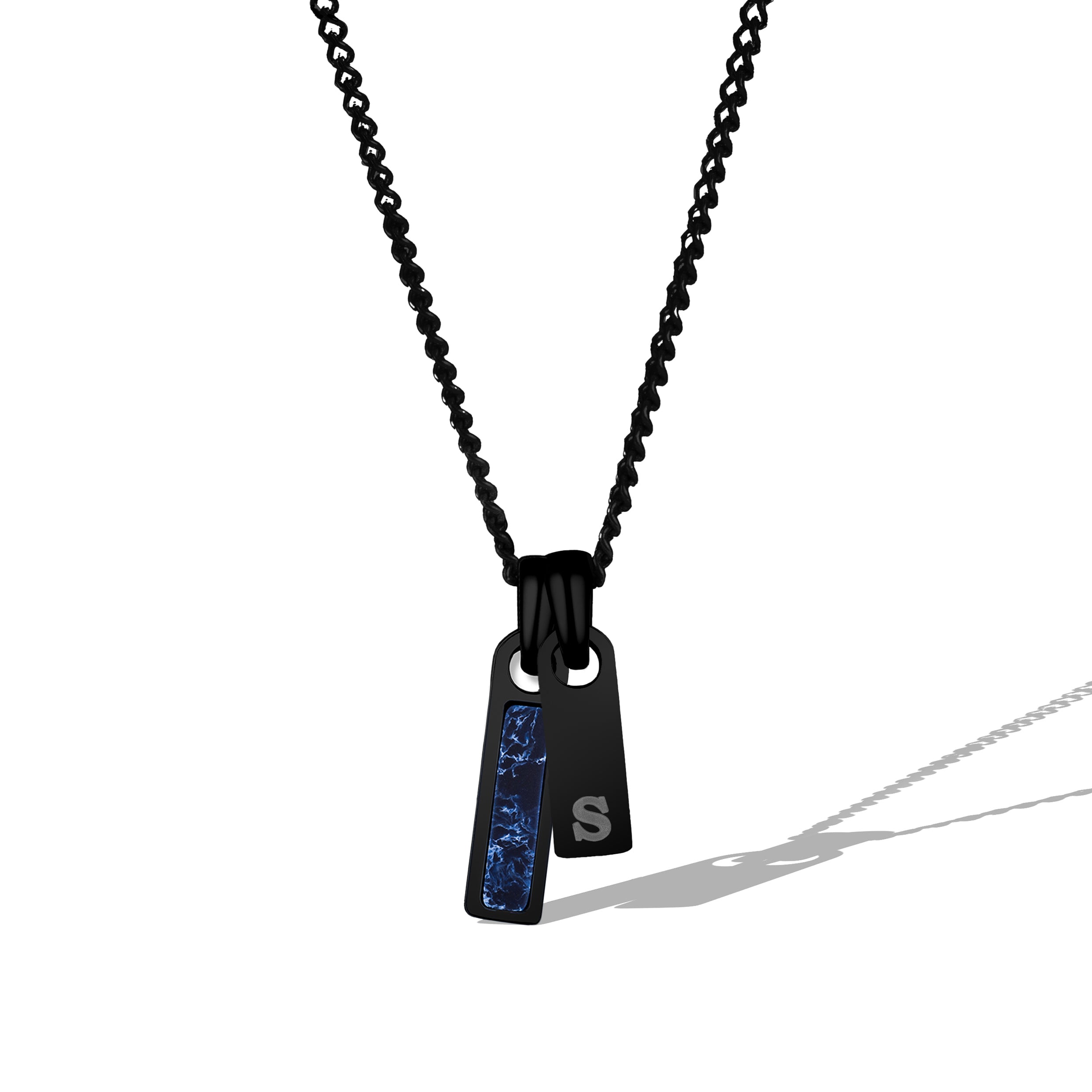 Men's Birthstone & Initial Tag Necklace - Black | Vincero Collective