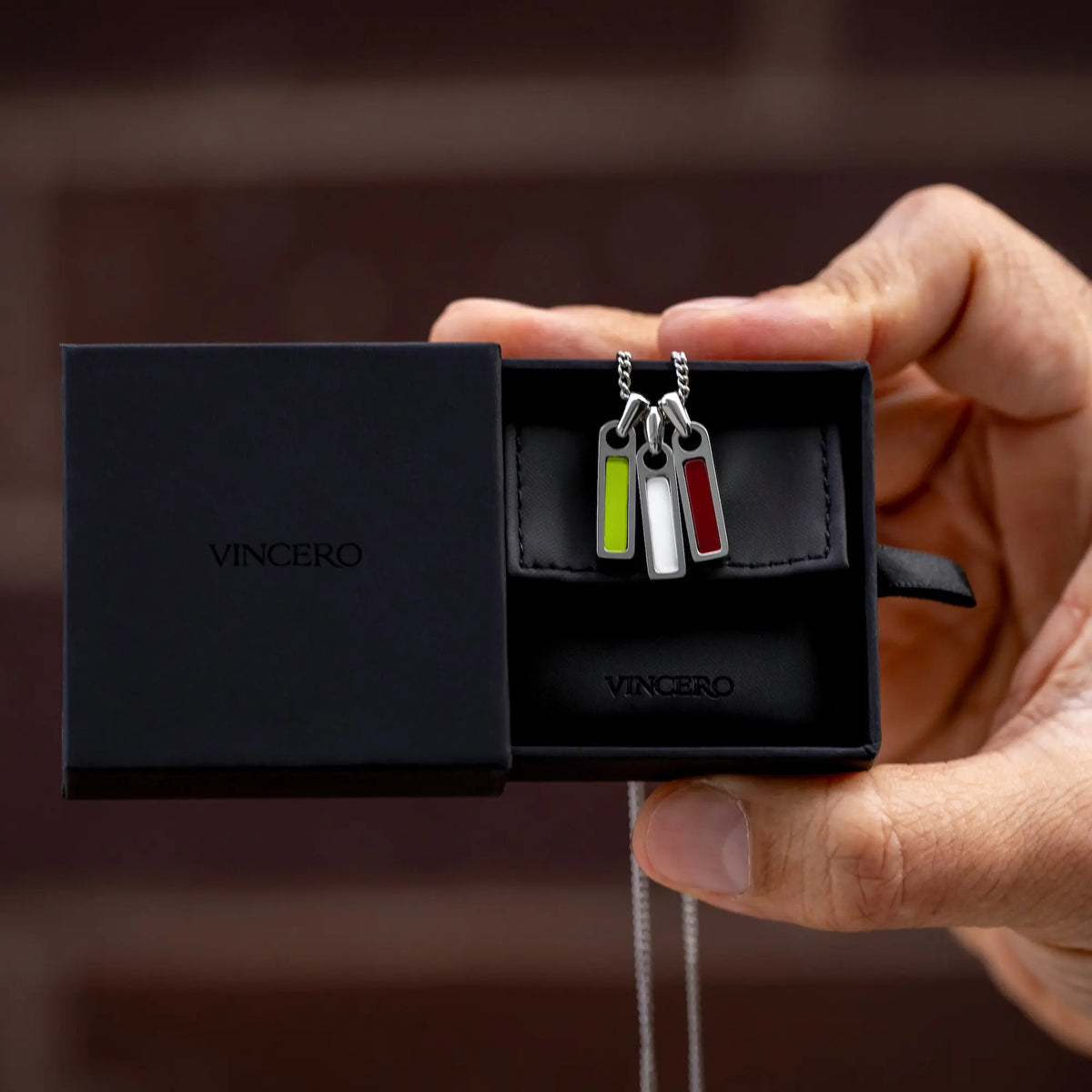 Mens birthstone necklace in box